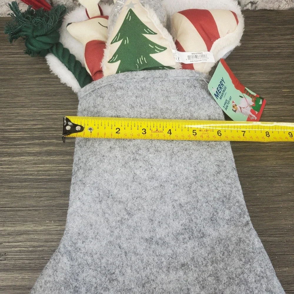 Merry Makings Grey Premium Pre-stuffed Pet Stocking Dog Toys, Medium‎